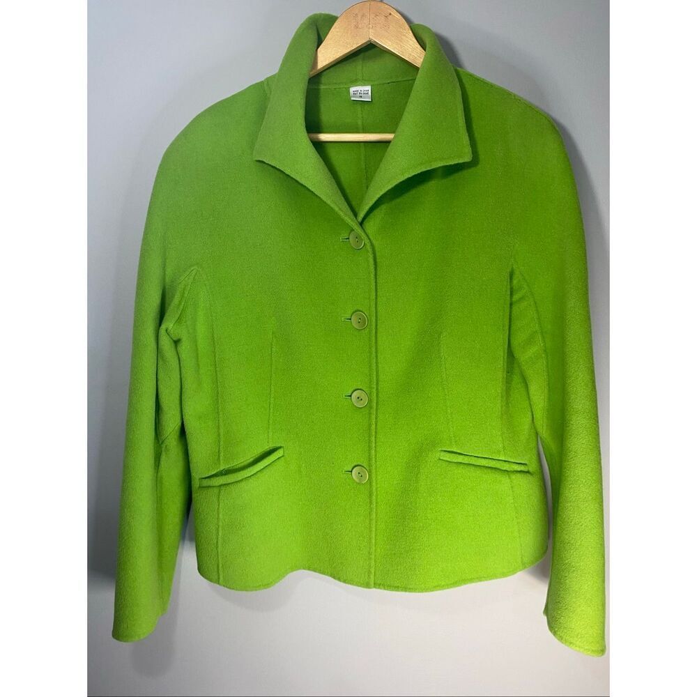 Size 14, vintage unbranded green luxurious wool and Angora rabbit hair blazer.